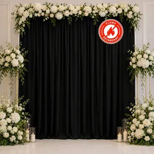 Scuba Polyester Event Backdrop Curtain Black 10ftx10ft Durable Flame Resistant Wrinkle-Free Photography Drape Panel With Rod Pocket