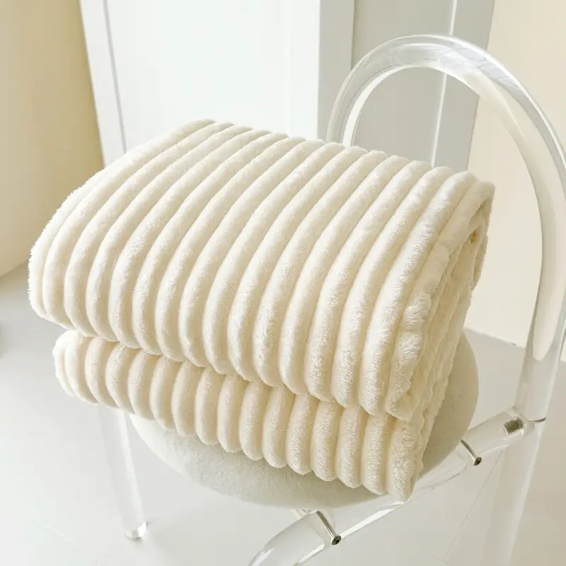 Solid Color Flannel Blanket, Soft Comfortable Throw Blanket, Air-conditioned Room Blanket, Warm Nap Blanket for Home Office Travel