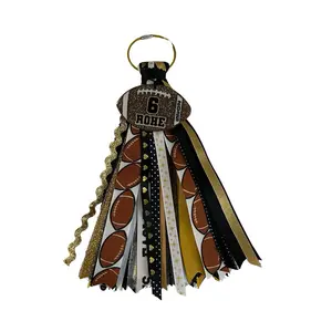 Personalized Football Ribbon Bag Tag Keychain – Personalized Spirit Charm with Name - Football Gift - Sports Team Accessories - Bag Charm -Zipper Pull, Sports Bag Tassel, Bag Charm, Ribbon Keychain -School Spirit, Football Mom