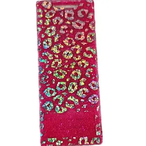 Pink Glitter & Leopard Horizontal Badge Buddy for Medical Professionals - Personalized Acrylic & Epoxy Resin Badge with Custom Design