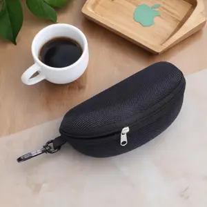 Portable Oxford Fabric Hard Shell Sunglasses Case with Zipper - Scratch-Proof Shockproof EVA Travel Storage Pouch, Durable Hanging Buckle Protective Case for Outdoor Sports, Lightweight Universal Eyewear Holder for Men Women