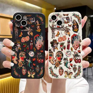 Vintage Tattoo Collection B433 for iPhone 16/15/14/13/12/11/Plus/Pro/Pro Max Series - Shockproof Case, Stylish Design