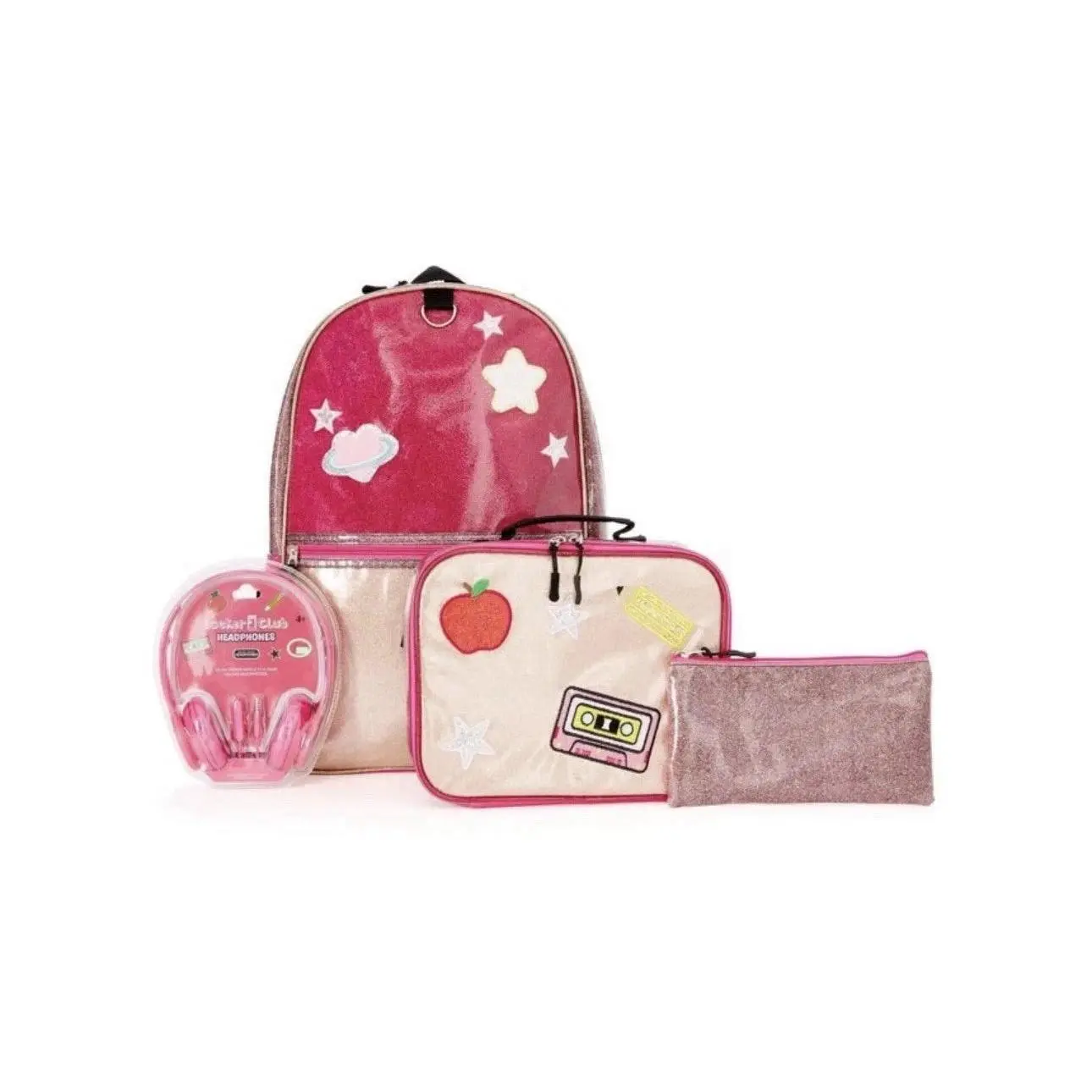 Kids' 16L School Backpacks Set with Lunch Box & Headphones, Brand New Lightweight Tear-Resistant Daily Use Bag - Red & Gray, Preschool, Includes Headphones, Adjustable Padded Straps, Elementary-Age, School Kit, Lightweight Bag, Zippered Pockets, Matching,