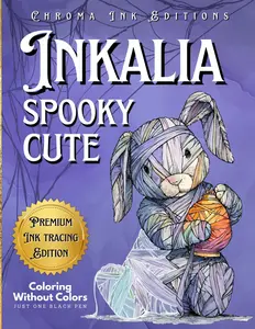 Inkalia Spooky Cute Tracing - Fill the White Lines with One Black Pen to Reveal Cozy Creepy Cute Creatures: Ink Tracing Coloring Book, A New Reverse Coloring Experience (Inkalia: Trace & Share)
