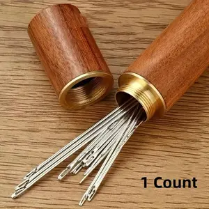 Set of 30 Self-Threading Needles Kit with Wooden Storage Box, Convenient for Hand Sewing Quilting Cross Stitch, Suitable for Seniors, Sewing Supplies Crafts