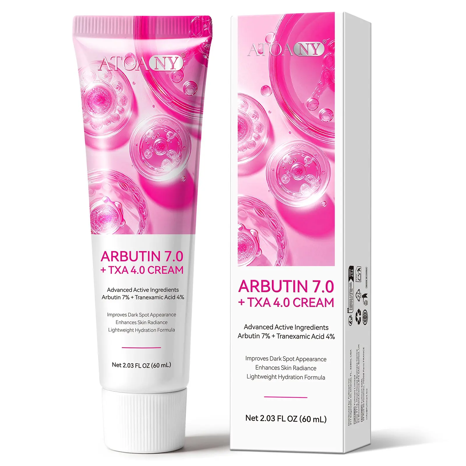 Atoany Bearberry Arbutin Brightening Spot Correcting Cream 60ML, 7% Bearberry + 4% Tranexamic Acid, Niacinamide, Glutathione, Korean Skincare, Radiance, Lightweight