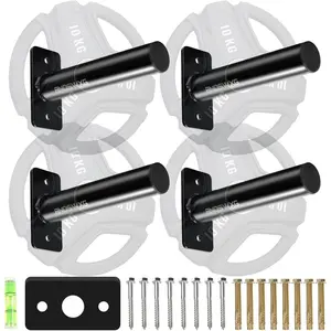 Wall-Mounted Strength Training Plate Storage Rack Heavy Duty 2” Weight Plate Holder with Foam Padding Bumper Plate Storage for Home Gym Garage Power Rack, 1/2 Pack Bright Color 4/6/8 Pack Matte Color