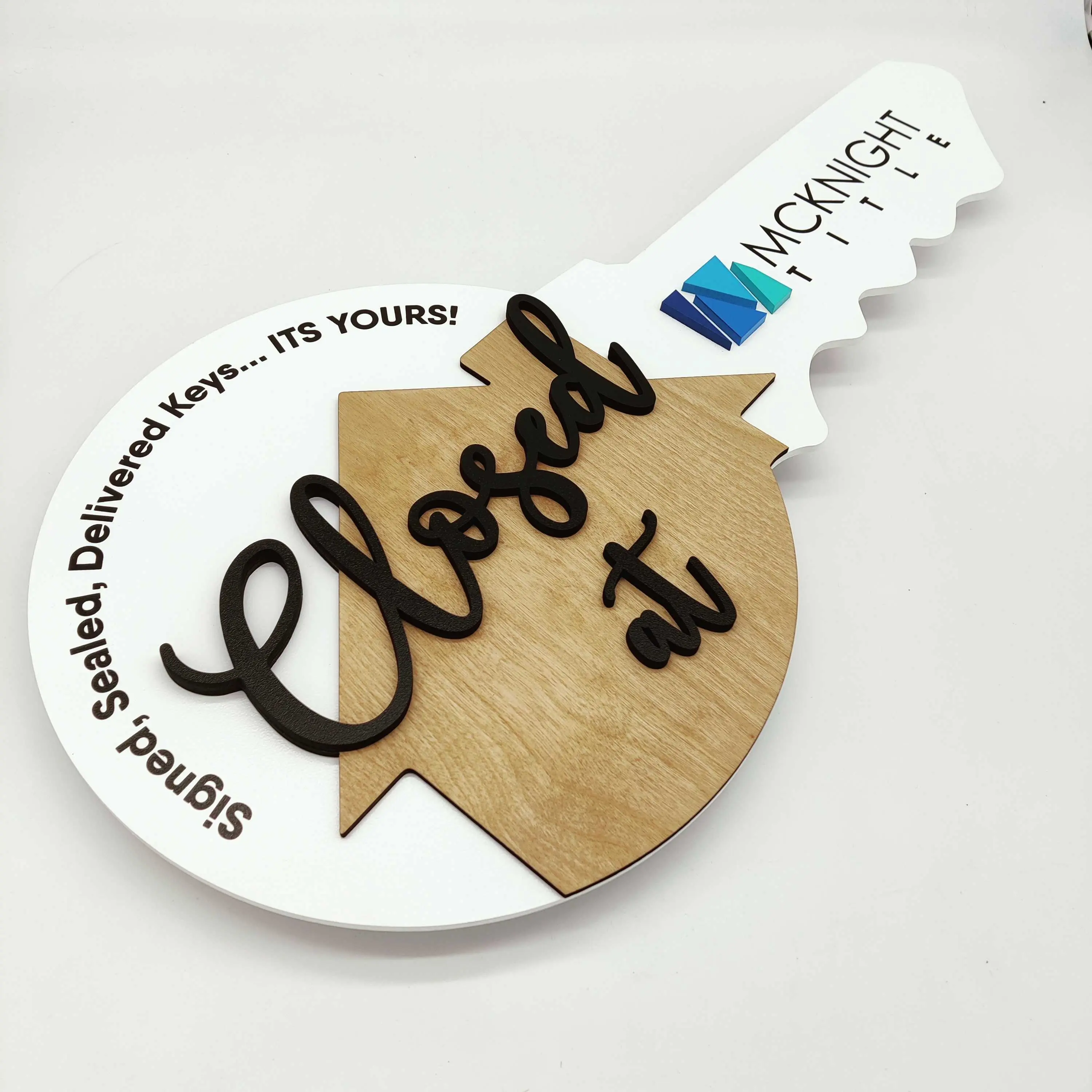 Customizable Realtor Key Sign - "Closed at"