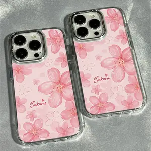 Creative Foundation Flower Design Metal Frame Protective Phone Case, Precise Fit for iPhone 17 16 15 14 13 12 11, Full Coverage Anti-Drop Shockproof