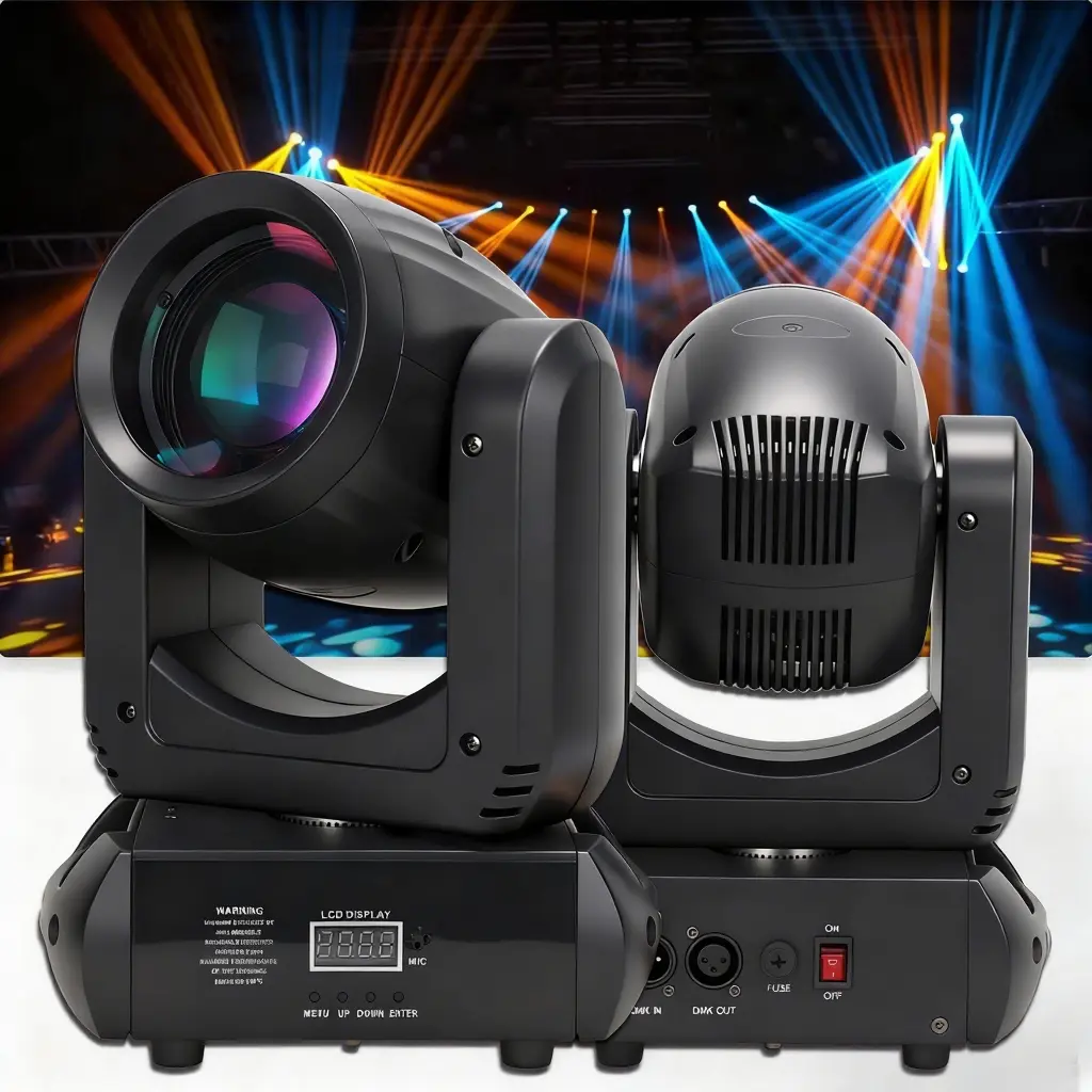 YUERLT Mini LED Moving Headlight 150W Beam + Spotlight + 18 Rotating Prisms DJ DMX Stage Lighting Effect Light Disco DJ Bar Wedding Party