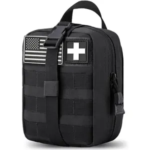 Molle medical pouch ifak bag first aid kit tactical pouch empty emt med belt pouch rip away small rescue trauma pouches (Black)