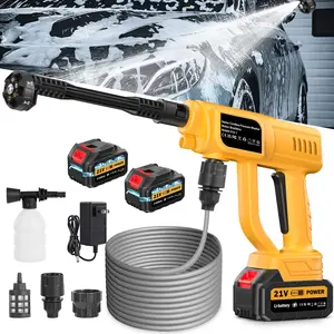 Cordless Pressure Washer, 120 B ar/1700PSI  Portable Power Washer 6-in-1 Adjustable Nozzle with 2x3.0Ah 21V Battery & Charger, Can be used for 30 minutesHandheld Pressure Washer with 5m Hose for Cars, Homes and Patios