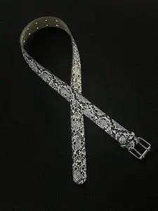 Snake Print Vintage Punk Aesthetic Belt, Leather Texture, Commuter Versatile Accessory, Street Fashion Hip Hop Style