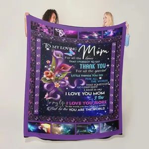 Letter To Mom Pattern Blanket, 1 Count Soft Comfortable Throw Blanket, Air-conditioned Room Blanket, Warm Nap Blanket for Home Office Travel Camping