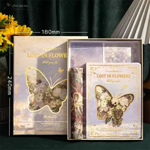 Retro Oil Painting Flower and Butterfly Notebook Set Gift Box
