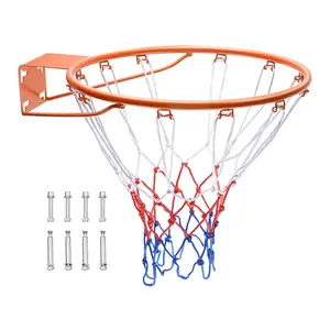 Basketball Rim For Wall Or Door Mounted Hoop, Heavy Duty Q235 Steel Flex Rim With Net, 18-Inch Indoor Outdoor Hanging Basketball Hoop, Standard Size Replacement Goal For Kids And Adults, Durable Construction, Easy Install