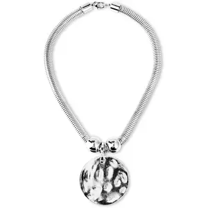 Silver Hammered Metal Statement Necklace Set with Lobster Clasp Closure, Disc Coin Necklace Circle Necklace Chunky Necklaces for Women 2022 Summer Necklace New Unique Trendy Jewelry