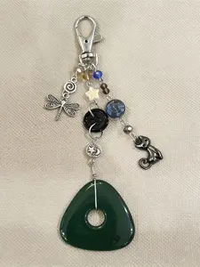 Coral Inspired Keychain, Amulet Bag Charm, See Stone Cat Dragonfly Keychain, Gothic Aesthetic Accessory