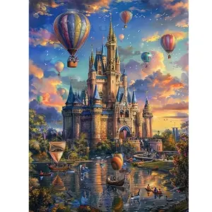 1PCS Castle Scene- 16x20 Inch - Frameless, Diy Painting Supplies - DIY Digital Painting Kit - Professional Paintings - Paint by Numbers - Handcraft Art Set - Acrylic Painting - For Home Wall Decoration and Gifts - Frame Not Included
