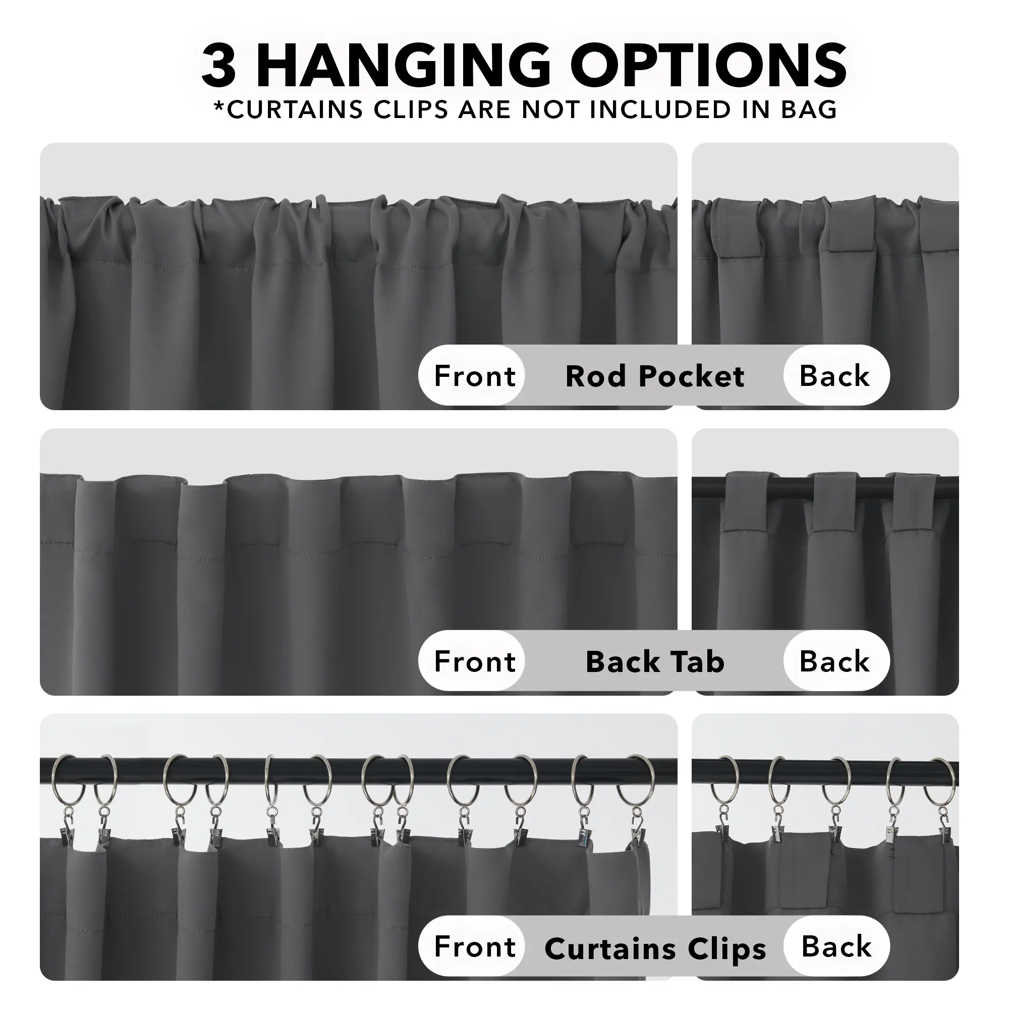Back Tab and Rod Pocket Blackout Curtains 2 panels — Deconovo Thermal Insulated Room Darkening Curtains Back Tab and Rod Pocket Blackout Curtains 2 panels — Deconovo Thermal Insulated Room Darkening Curtains