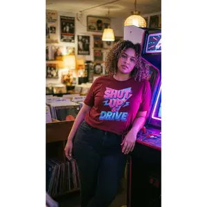 "Shut Up And Drive" Neon 3D Graphic Tee | 100% GOTS Organic Cotton
