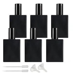 6-Pack 1.01oz Square Glass Perfume Bottles, Reusable Fine Mist Spray Bottles, 30ML, Ideal for Perfumes, Essential Oils, Liquids