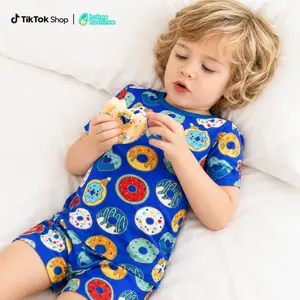 babee Reshinee 93% Bamboo Viscose Kids Pajama Set, Toddler Boys Girls Short Sleeve Summer Pjs, Soft Breathable Stretchy Snug Fit Sleepwear for Baby Kids 12M-8Y, Cute Print Sleep & Play Clothes #SummerWins