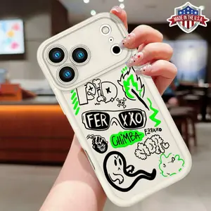 Ferxxo "Chimba" Graffiti Doodle Phone Case for iPhone 11 12 13 14 15 16 17 Pro Max Plus Air, Neon Green & Black Reggaeton Inspired Design, Slim Shockproof Protective Cover, Anti-Scratch Matte Finish, Made in USA