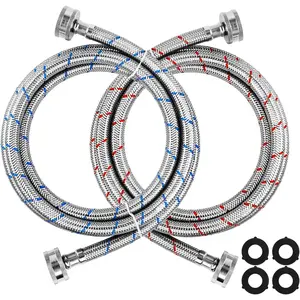 6Ft Stainless Steel Washing Machine Hoses Burst Proof Hot and Cold Water  Hoses Universal for  Washers by  - 2Pack  Water  Lines - 10  Warranty