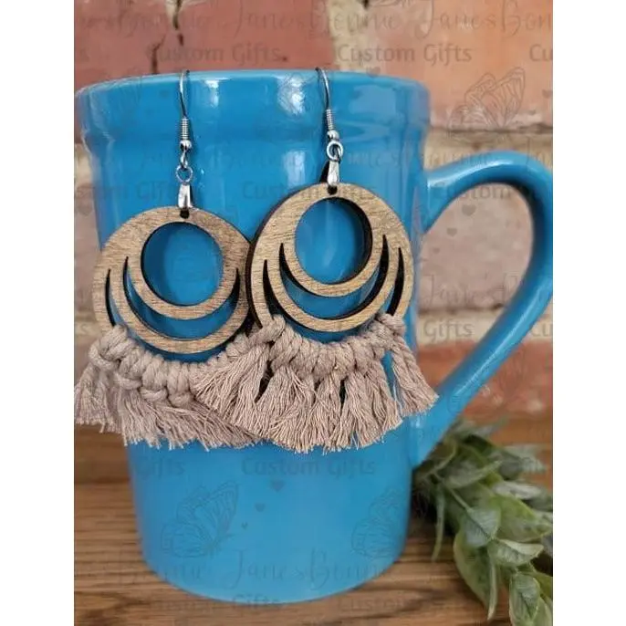Macrame wood earrings