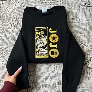 Embroidered Jotaro Kujo Sweatshirt, Retro Anime Manga Pullover, Japanese Streetwear Hoodie