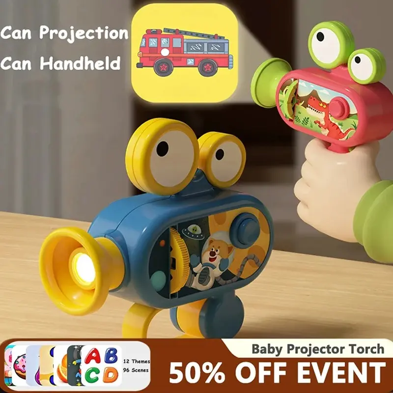 Kids Projection Flashlight, Handheld, Baby Luminous Toys, 80Patterns, Children's Early Education Puzzle Projector Torch Toys