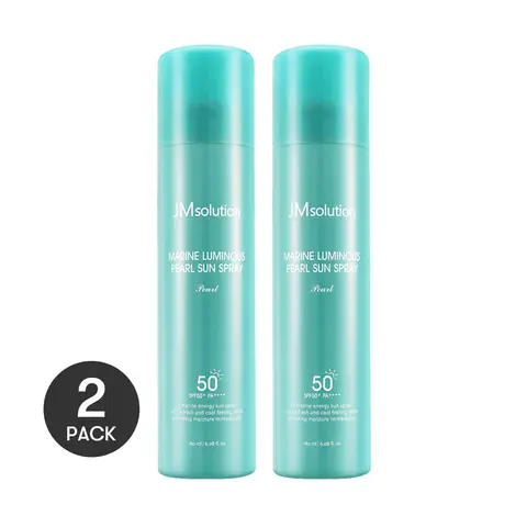 JMsolution Korean Marine Luminour Pearl Sunscreen Sun Spray -SPF50+/PA++++ - 180ml (2 Pack)  -Lightweight & Hydrating Skincare Hyaluronic Acid Facial
