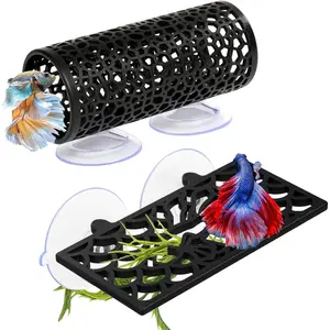 Betta Fish  Accessories Decorations,Betta Tunnel Swim Tube Black Soft Edged Betta Hammock Bed, Shrimp Guppies Hideout Betta Shelter Toys, Aquarium Moss Ledge -  for Betta Tanks