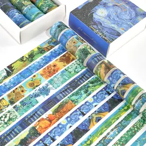 Starry Sky Oil Painting Pattern Washi Tape, 20 Rolls/box Retro Scrapbooking Sticker Tape, Decorative Masking Tape for DIY Crafts Bullet Journaling, Scrapbook Accessories