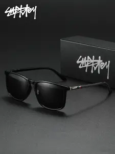 SUPKLEY Lightweight And Comfortable Casual Style Men'S Polarizing Sunglasses With Square Frames For Daily Travel, Uv Protection, Fashion Accessories, Driving And Hiking To Reduce Glare