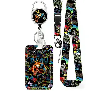 Cool Wind Game ID Badge Holder Set, Retractable Badge Reel, Rotating Clip, Lanyard Card Case, Office Supplies for Healthcare Teachers