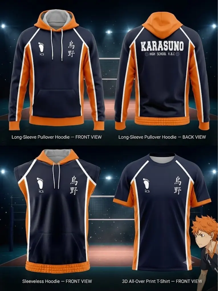 Karasuno Haikyu Volleyball Graphic T-Shirt 3D Pullover Zip Hoodie Sleeveless Sweatshirt Men Anime Fanwear Aloha Button Up Shirt Tank Summer