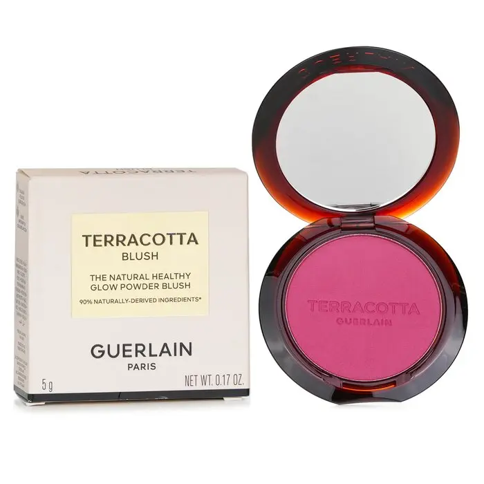 Guerlain Terracotta Cosmetic Blush - Argan-Infused, Lightweight Brightening Makeup, #04 Deep Pink Natural Healthy Glow Power Blush, All Skin Types