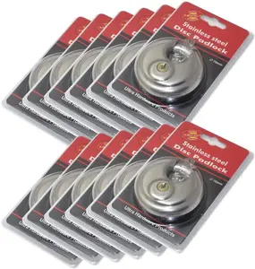 Kuahome 12 Pack Keyed Alike Round Padlock with Shielded Shackle, 2-3/4-Inch, Stainless Steel Armor for Trailer Storage Truck Wholesale Bulk Lot