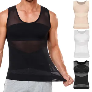 1/2/3/4 Pack Menswear Body Shaper Shapewear Vest Tummy Control Compression Underwear Lightweight Sports Workout Tank Tops Stretchy Breathable Mesh Shirt Clothes Elastic Gamis