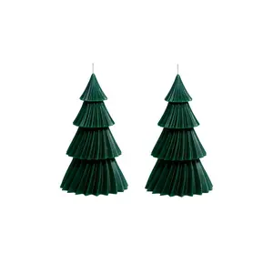The Favorites Twinkle Tree Candle Set Of 2 in Green