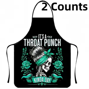 Fun Print Polyester Apron Set, 2 Counts ﻿Mother's Day Gift Apron,Cool Summer Cooking Apron,Apron for Women,Gift for Daughter&Mother&Wife,Nails Design Tool,﻿Kitchen Essential,Cleaning Tool