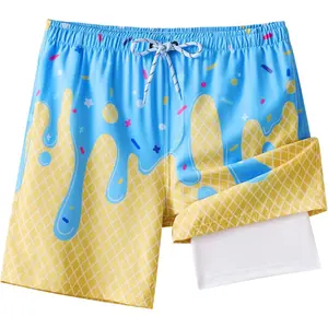Boys 2-in-1 Quick Dry Swim Trunks with Compression Liner Summer Beach Shorts