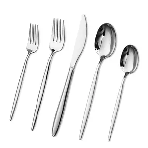 20-Piece Flatware Set Dinnerware Silverware , elegant tableware, Includes Forks, Spoons, Knives, Teaspoons, Dishwasher Safe Cutlery Set For 4 Stainless Steel Flatware Square Sturdy kitchen dinner home restaurant wedding