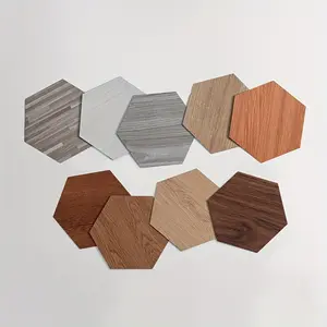 24/12 pieces hexagon floor stickers, PVC self-adhesive decorative wall and floor tiles, DIY wall and floor, vintage solid wood style home decoration easy to clean and install, just peel and stick