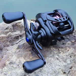 Sougayilang super affordable baitcasting reel set, 6 oz ultralight drum reel, 17.6 lb carbon fiber braking system, 7.2:1 gear ratio, 39mm low-profile palm rest design, suitable for beginners.