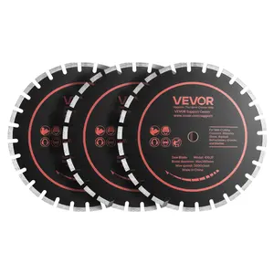 VEVOR Diamond Blades 16 inch, 3-Pack Concrete Saw Blade Set, 1 in Arbor, High-Hardness Diamond Segments, 65Mn Steel Core, Dry Wet Cutting, Clean Edges for Concrete, Masonry, Brick, Stone, Granite