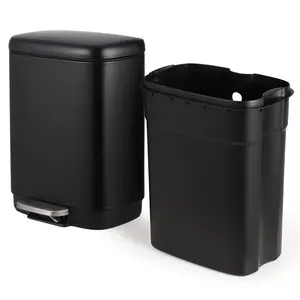 Stainless Steel Step Trash Can 12L Capacity with Soft Close Lid and Fingerprint Proof Finish Removable Inner Bucket for Kitchen or Bathroom Use Modern Design