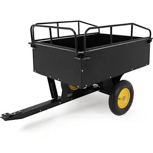 Heavy-Duty 750 LB Capacity ATV Dump Trailer with Removable Sides - 15 Cubic Foot Utility Hauler for Lawn Tractors, Riding Mowers & Yard Work